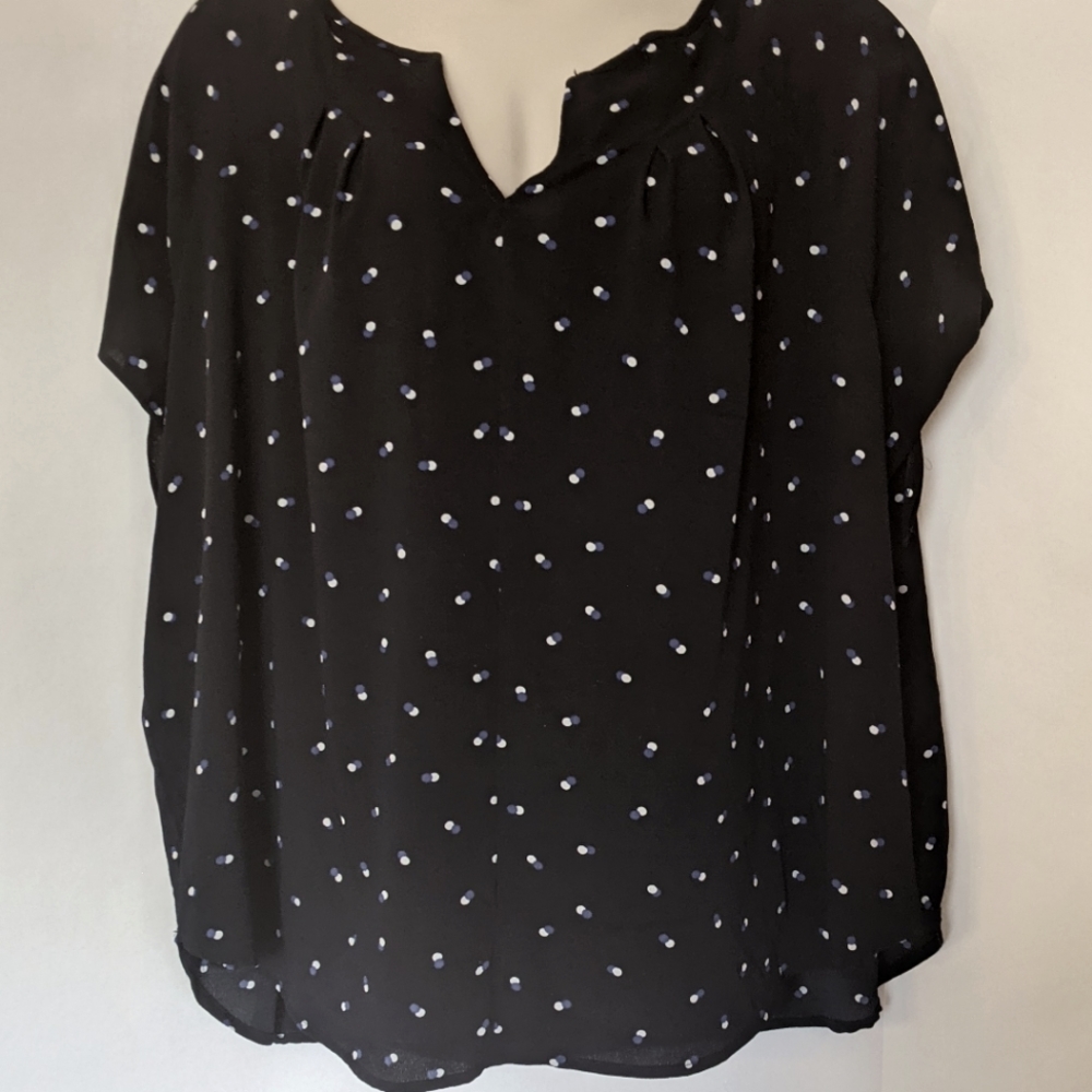 Ava & Viv Navy Short Sleeve Popover Blouse Sz4X